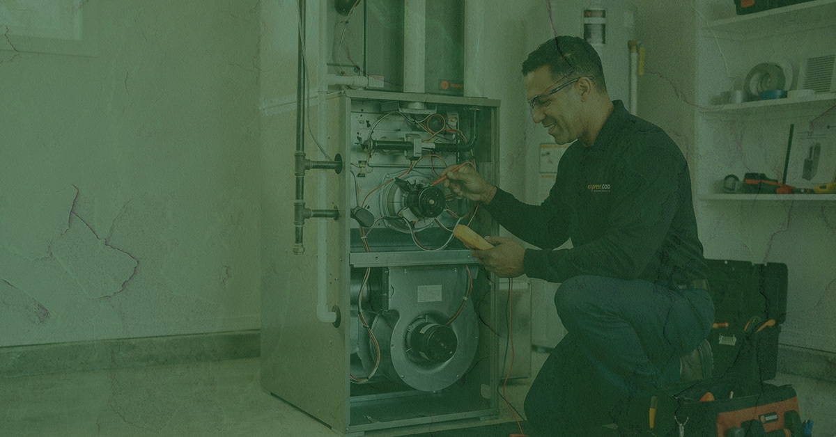 Technician checking the heating system.